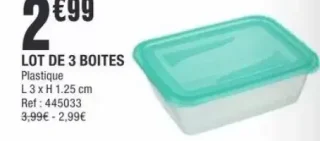 LOT DE 3 BOITES plastique