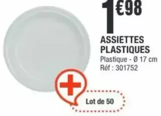 ASSIETTES PLASTIQUES Lot de 50