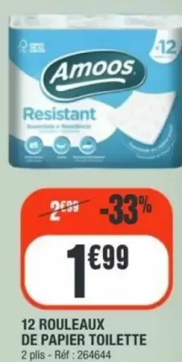 12 Rouleaux De Papier Toilette Amoos Resistant