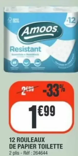 12 Rouleaux De Papier Toilette Amoos Resistant