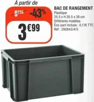 Bac de rangement plastique