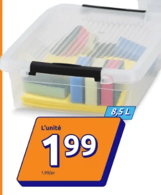 Boîte de rangement avec couvercle clipsé 8,5 L