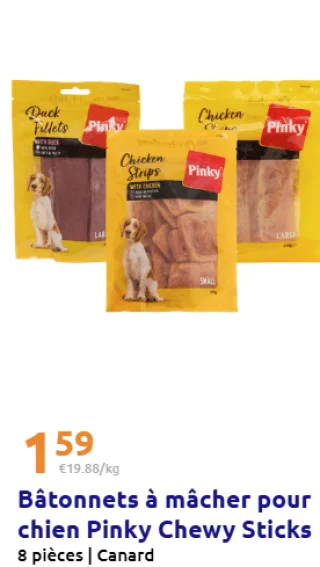 Bâtonnets à mâcher pour chien Pinky Chewy Sticks