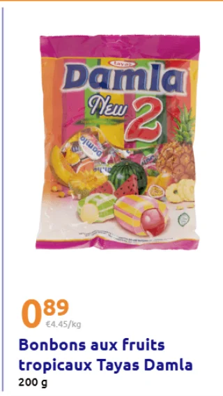 Bonbons aux fruits tropicaux Tayas Damla