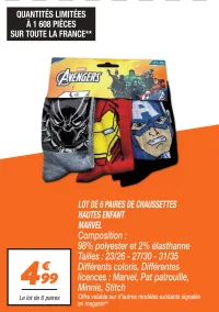 Lot de 6 paires de chaussettes hautes enfant 