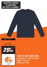 T-shirt col rond thermo homme 