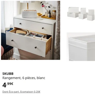 SKUBB Rangement, 6 pièces, blanc