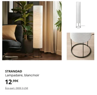 STRANDAD Lampadaire, blanc/noir