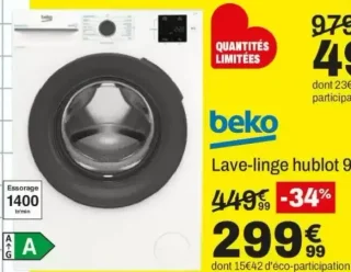 Beko Lave-linge hublot 9kg