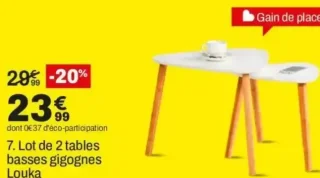 7. Lot de 2 tables basses gigognes Louka