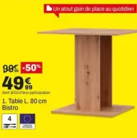 1. Table L. 80 cm Bistro