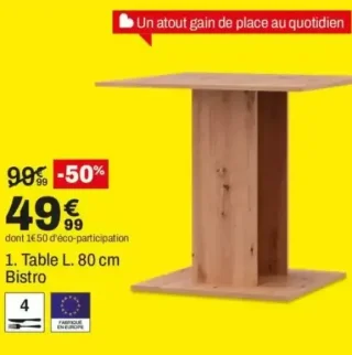 1. Table L. 80 cm Bistro