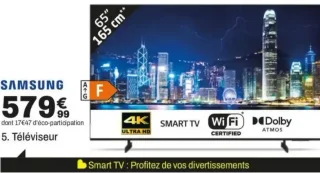 Téléviseur SAMSUNG 65" (165 cm)
