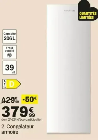 Signature SCA206WDNF Congélateur armoire