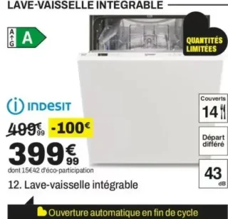 Indesit Lave-vaisselle intégrable IN2IFA14B3N60