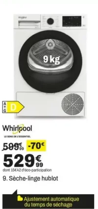 Whirlpool Sèche-linge hublot CWD93MWBSFR