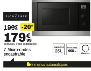 SIGNATURE Micro-ondes encastrable SMO250IX/3