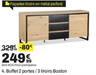 Buffet 2 portes / 3 tiroirs Boston