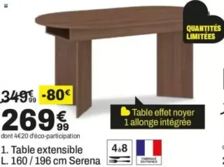 Table extensible L. 160 / 196 cm Serena