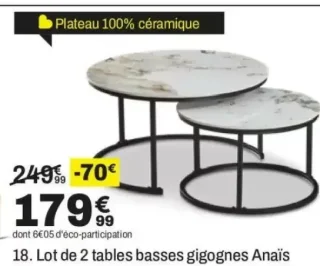 Lot de 2 tables basses gigognes Anaïs