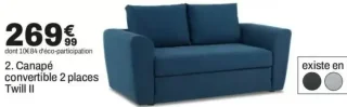 Canapé convertible 2 places Twill II