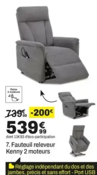 Fauteuil releveur Kenny 2 moteurs