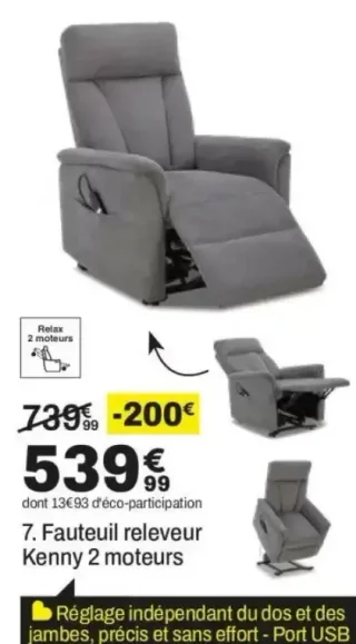 Fauteuil releveur Kenny 2 moteurs