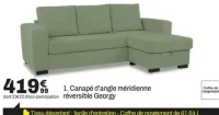 Canapé d'angle méridienne réversible Georgy