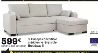 Canapé convertible méridienne réversible Broadway II