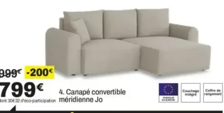 Canapé convertible méridienne Jo