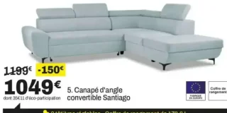 Canapé d'angle convertible Santiago