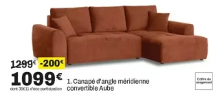 Canapé d'angle méridienne convertible Aube