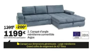 Canapé d'angle méridienne convertible Argos