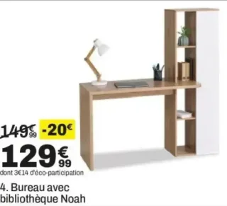 Bureau avec bibliothèque Noah
