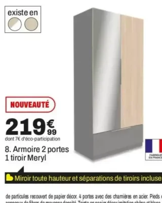 8. Armoire 2 portes 1 tiroir Meryl