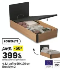 Lit coffre 90x190 cm Brooklyn 2