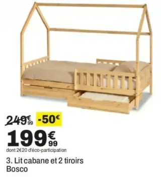 Lit cabane et 2 tiroirs Bosco