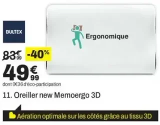 Bultex Oreiller new Memoergo 3D
