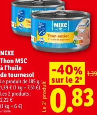 Nixe Thon MSC à l'huile de tournesol
