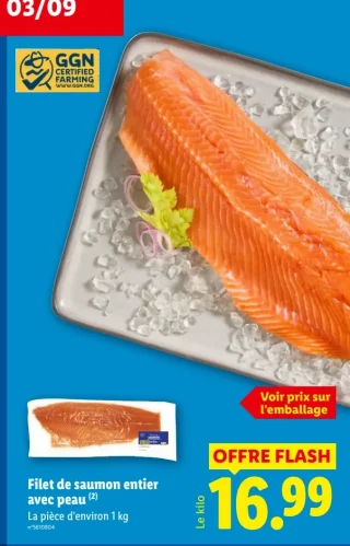 Filet de saumon entier avec peau