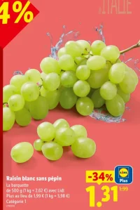 Raisin blanc sans pépin