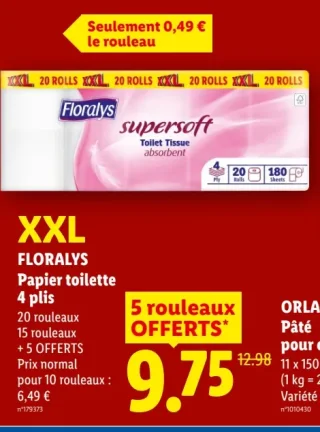 Floralys Papier toilette 4 plis XXL