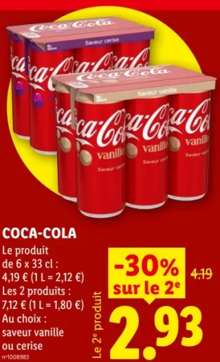 COCA-COLA saveur vanille ou cerise