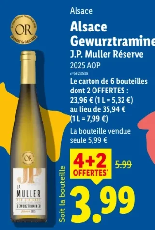 Vin blanc Alsace Gewurztraminer J.P. Muller Réserve