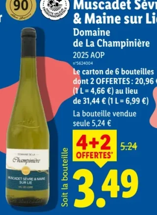 Vin blanc Muscadet Sèvre & Maine sur Lie Domaine de La Champinière