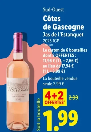 Vin rosé Côtes de Gascogne Jas de l'Estanquet