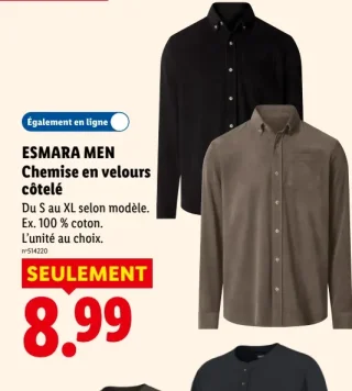 ESMARA MEN Chemise en velours côtelé