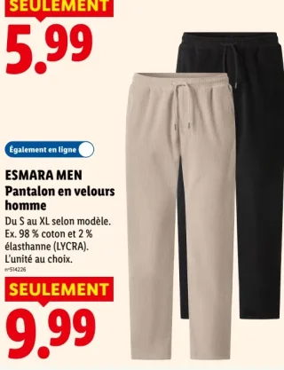 ESMARA MEN Pantalon en velours homme