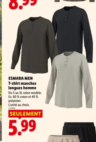 ESMARA MEN T-shirt manches longues homme