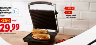 Appareil à panini et gril SILVERCREST